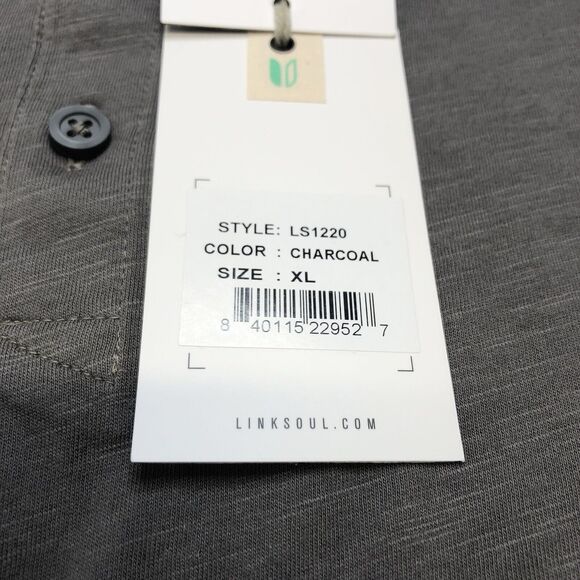 Linksoul Shirt Mens XL Charcoal Hopper Knit Polo Shirt Casual Preppy Golf LS1220 - Picture 8 of 11